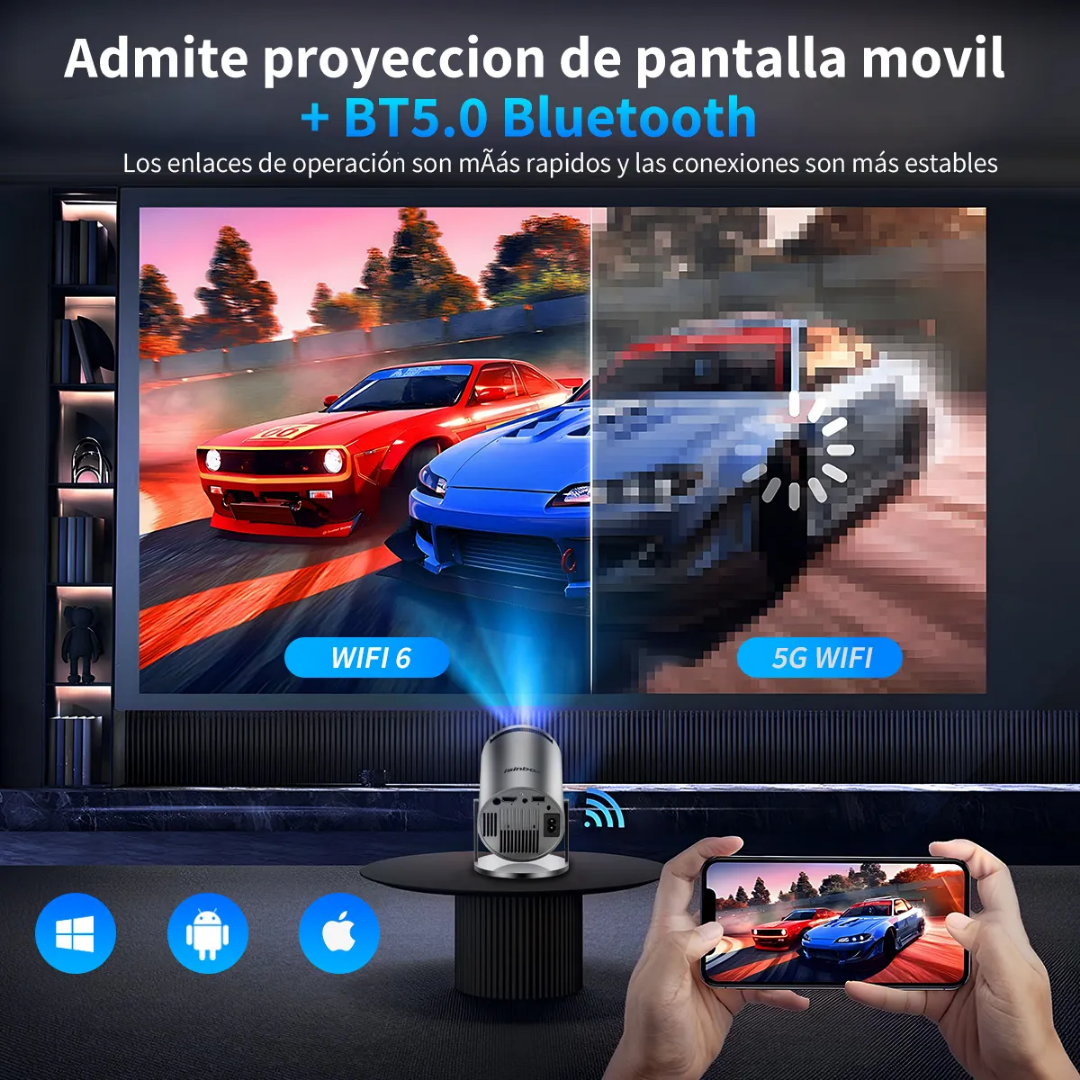 Proyector Magcubic HY300 Pro | Mini Portátil 1080P WiFi 6 y Android 11 | Cine 4K en Casa y Exteriores
