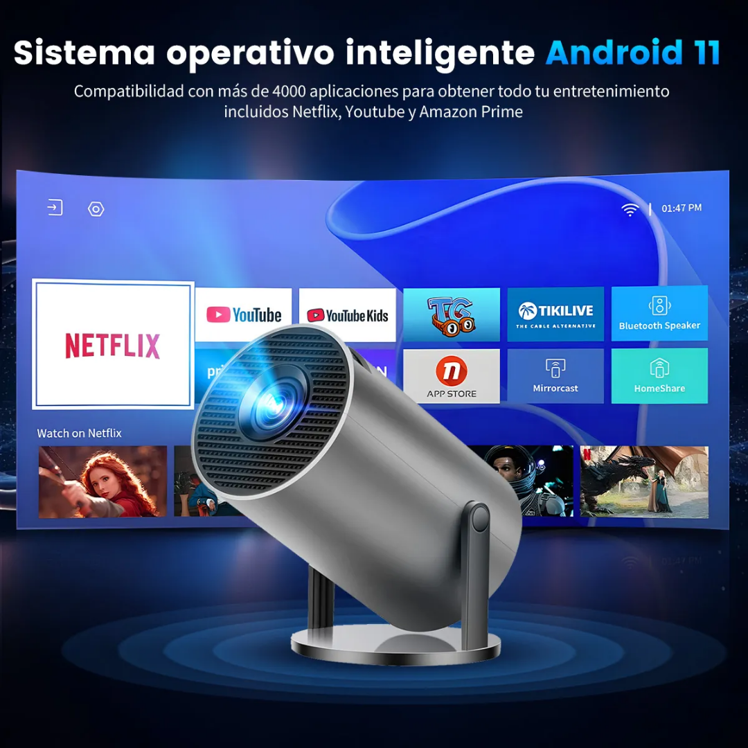 Proyector Magcubic HY300 Pro | Mini Portátil 1080P WiFi 6 y Android 11 | Cine 4K en Casa y Exteriores